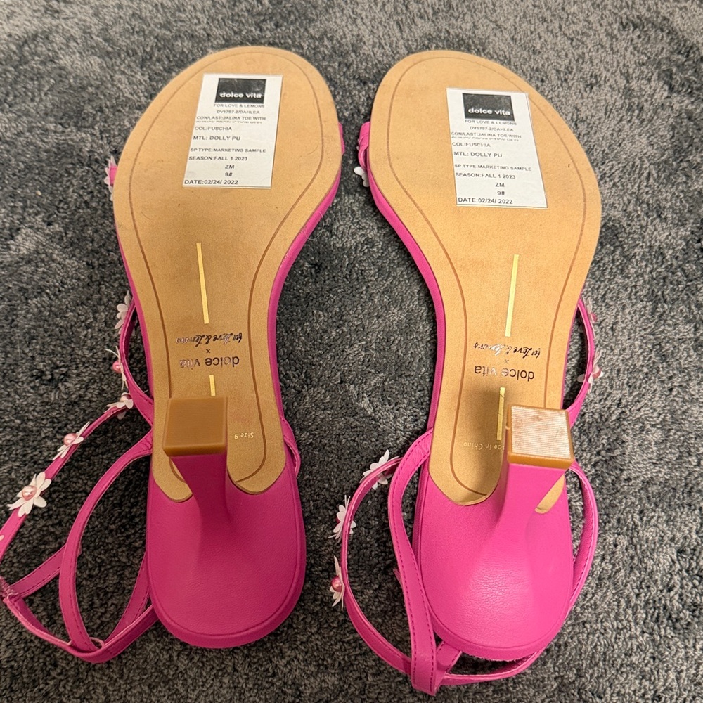 Dolce Vita x For Love & Lemons DAHLEA Fuschia Pink Strappy Sandals Size 9 NEW - Picture 7 of 8